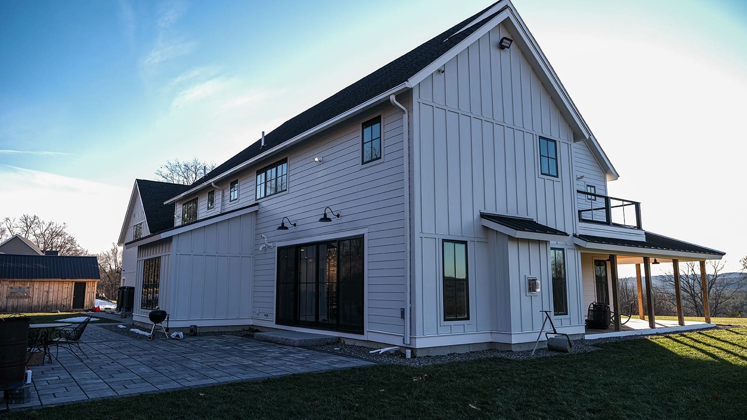 Fiber cement siding on a modern home.